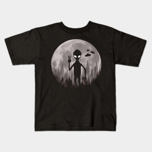 Alien And Ufos Moon Kids T-Shirt